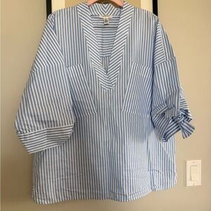 Calvin Klein Blue and White Striped Shirt